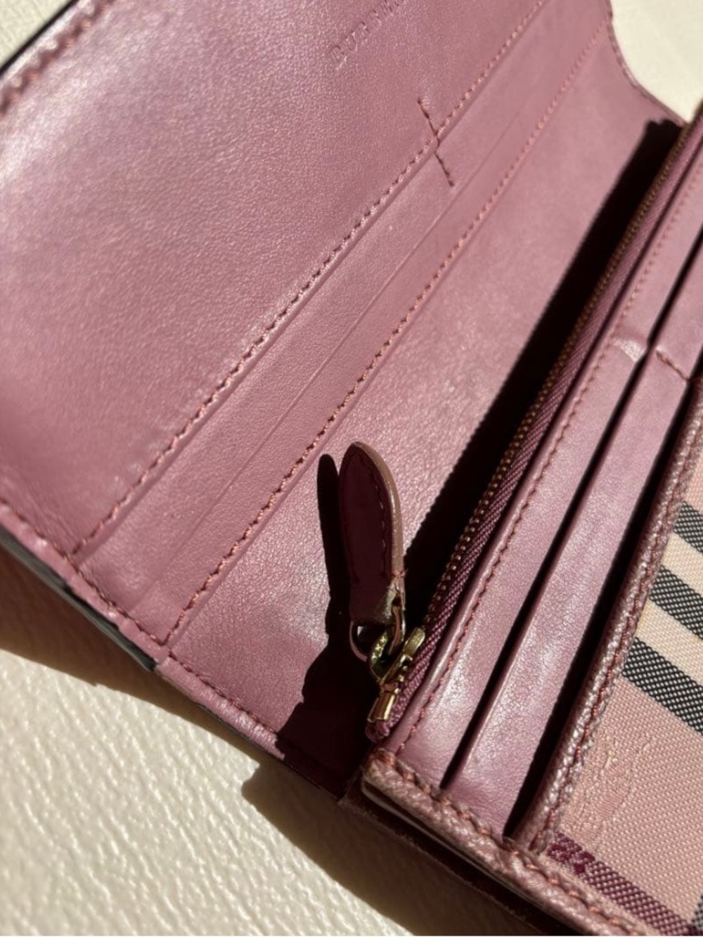 Burberry Dusty Pink Leather Continental Wallet with House Check Trim - Picture 4 of 9